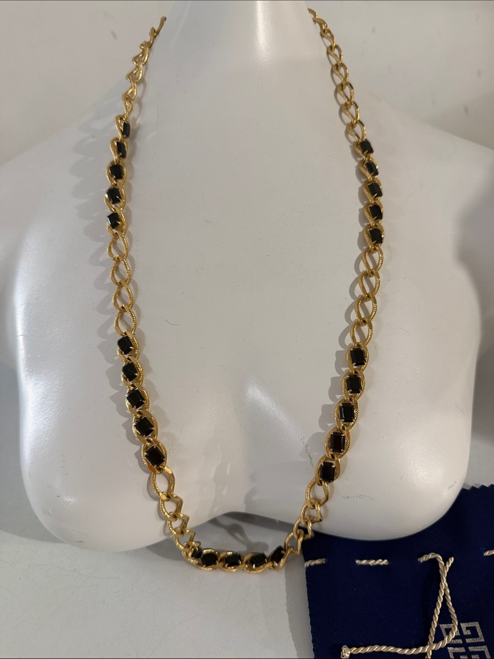 Givenchy Gold-Tone Chain Necklace with Black Insets
